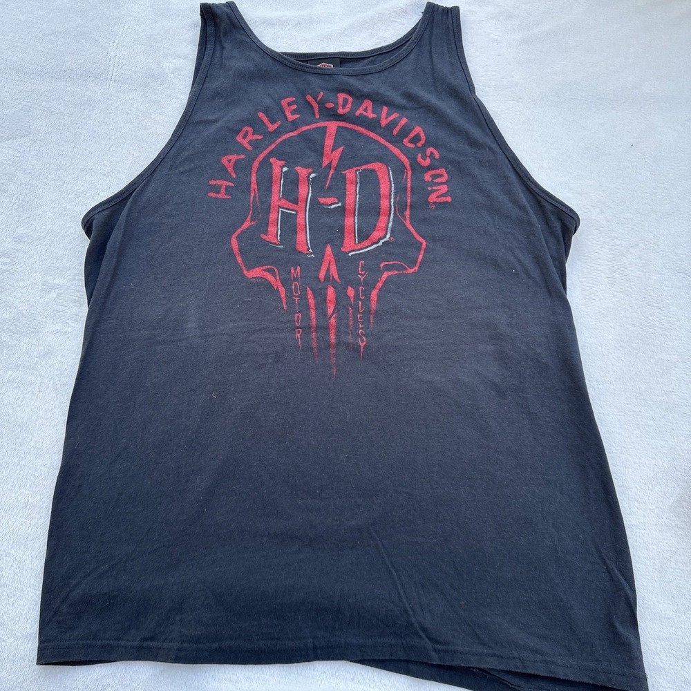 Harley Davidson Biker Built Black Tank Top Mile High XL Black Red 2015